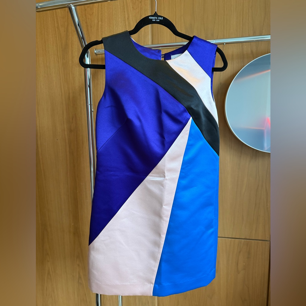 Pre-Loved Milly Asymmetrical Dress In Blue, Black & Pink In Size 4